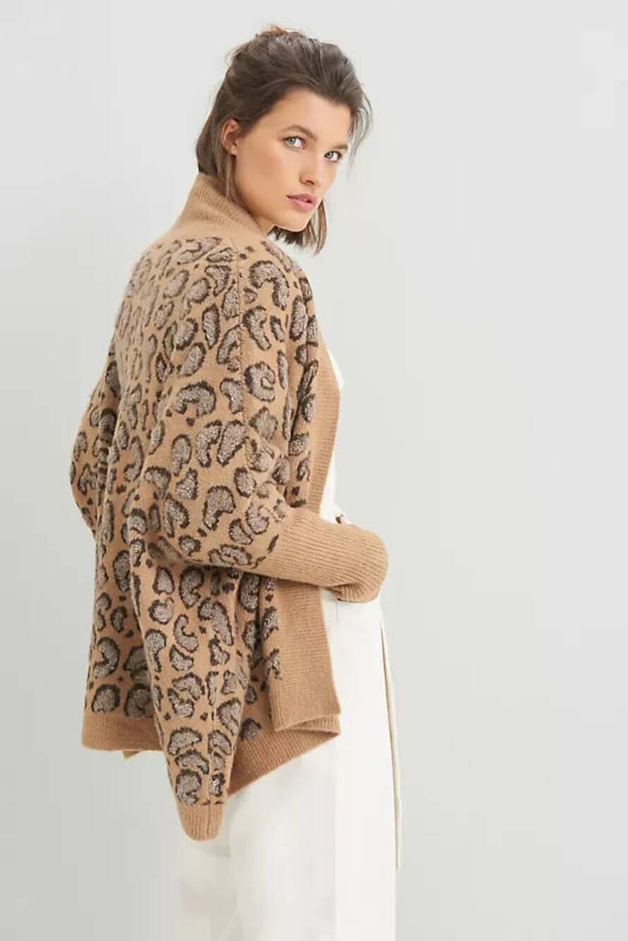 Akemi + Kin Leopard Print Open Front Cardigan One Size - Picture 2 of 5